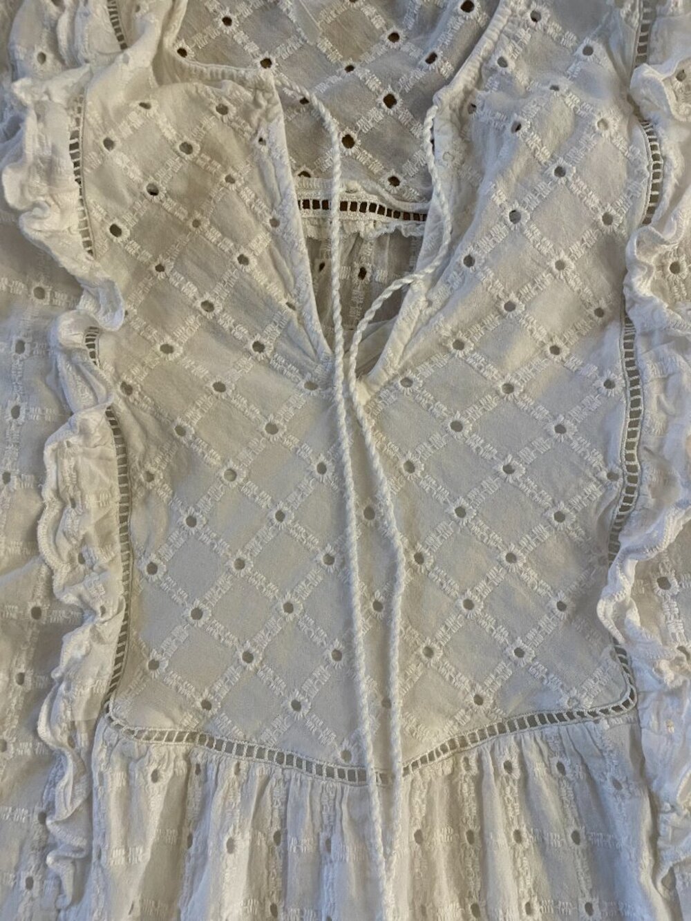 Anthropologie Dress Sz 8 White Eyelet BOHO Cottagecore Resortwear Beach Summer - Picture 10 of 12